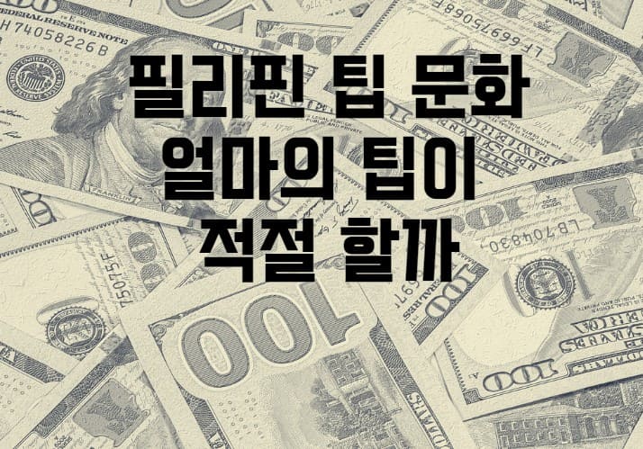 필리핀 팁 문화 얼마의 팁이 적절 할까